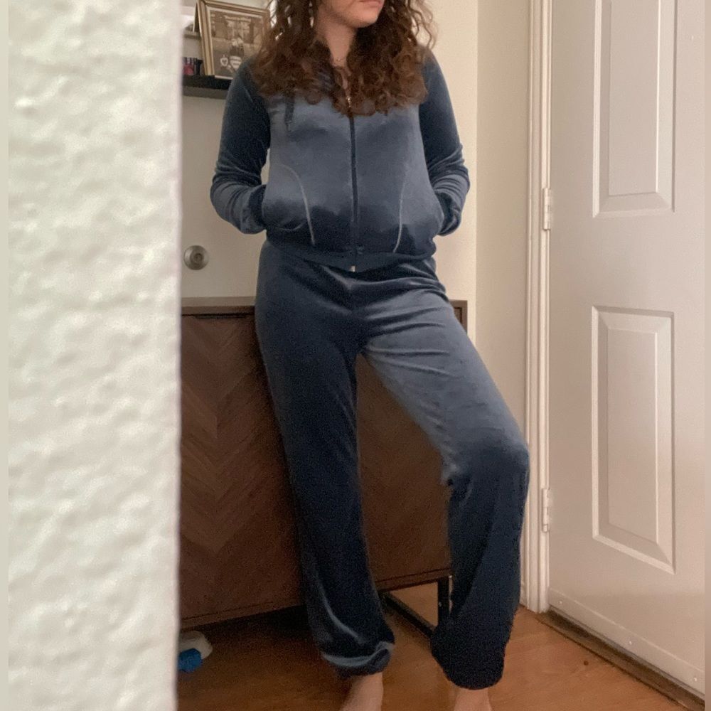 Adidas Y2k Velour Tracksuit Size Small Blue